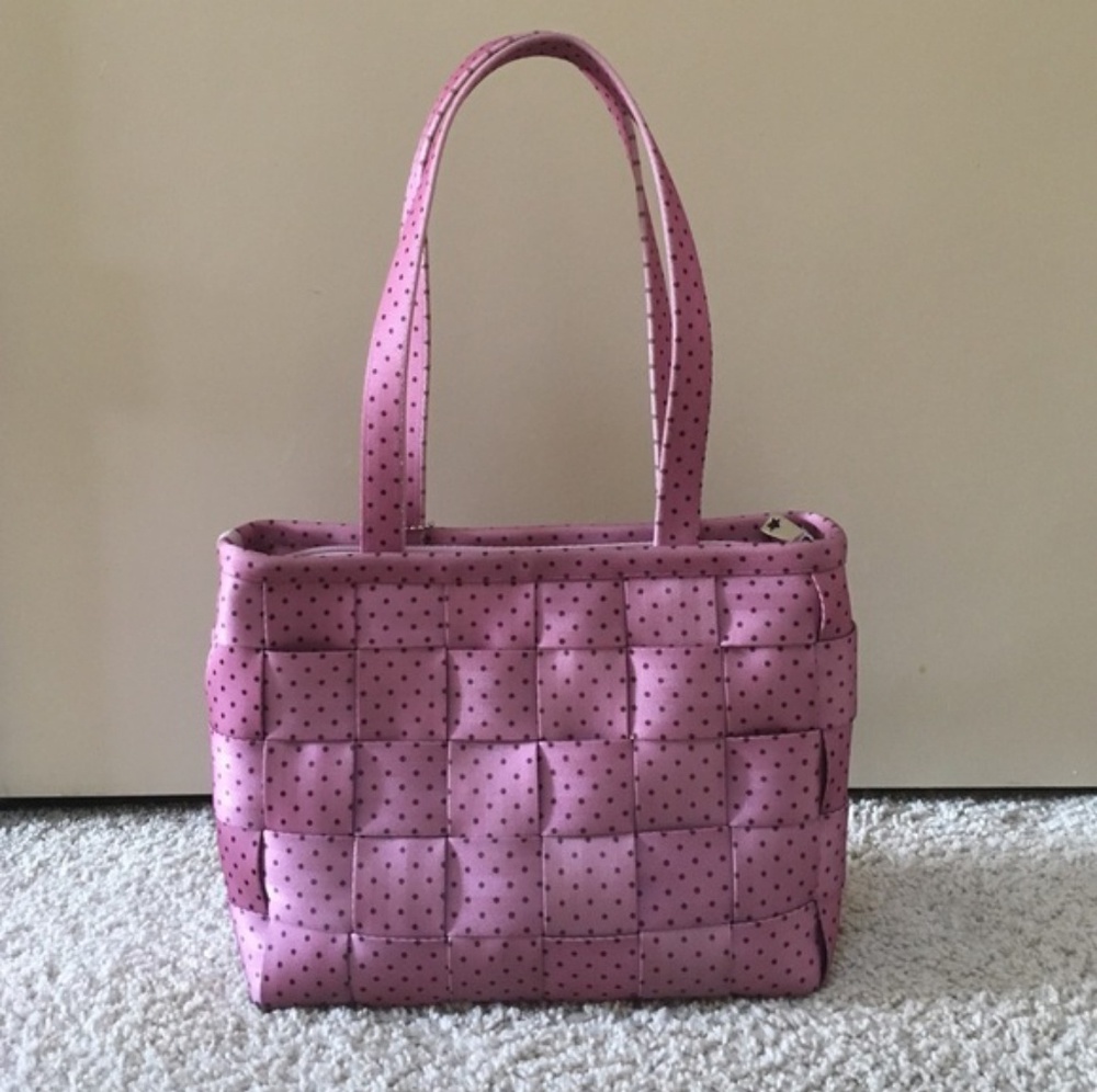 Pink polka dot Harvey's seatbelt purse